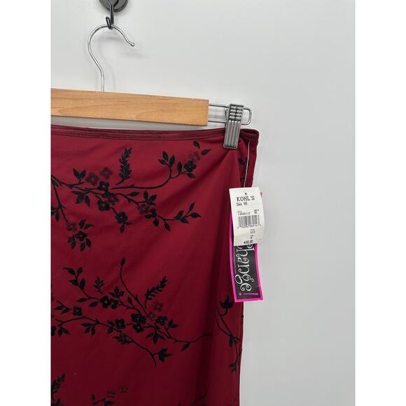 Exact Change Y2K Red Floral Midi Skirt Size M NWT Deadstock Vampire Whimsigoth - Picture 4 of 6